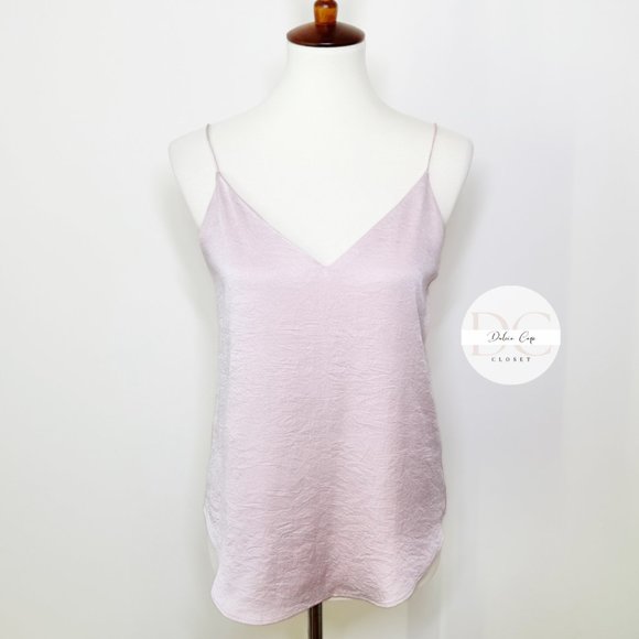 EXPRESS V-Neck Downtown Cami Textured Satin Pink Size XS - Picture 4 of 10